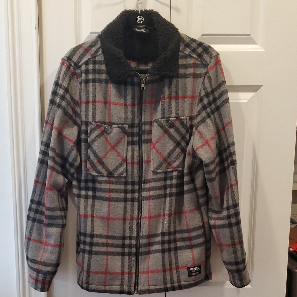 WESC Gray and Red Plaid Jacket/Shacket